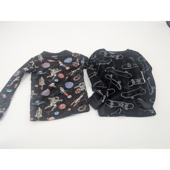 Space Astronaut Skate Board Black Toddler Pajamas Long Sleeve Lot of 2 Size 4 - Picture 5 of 5
